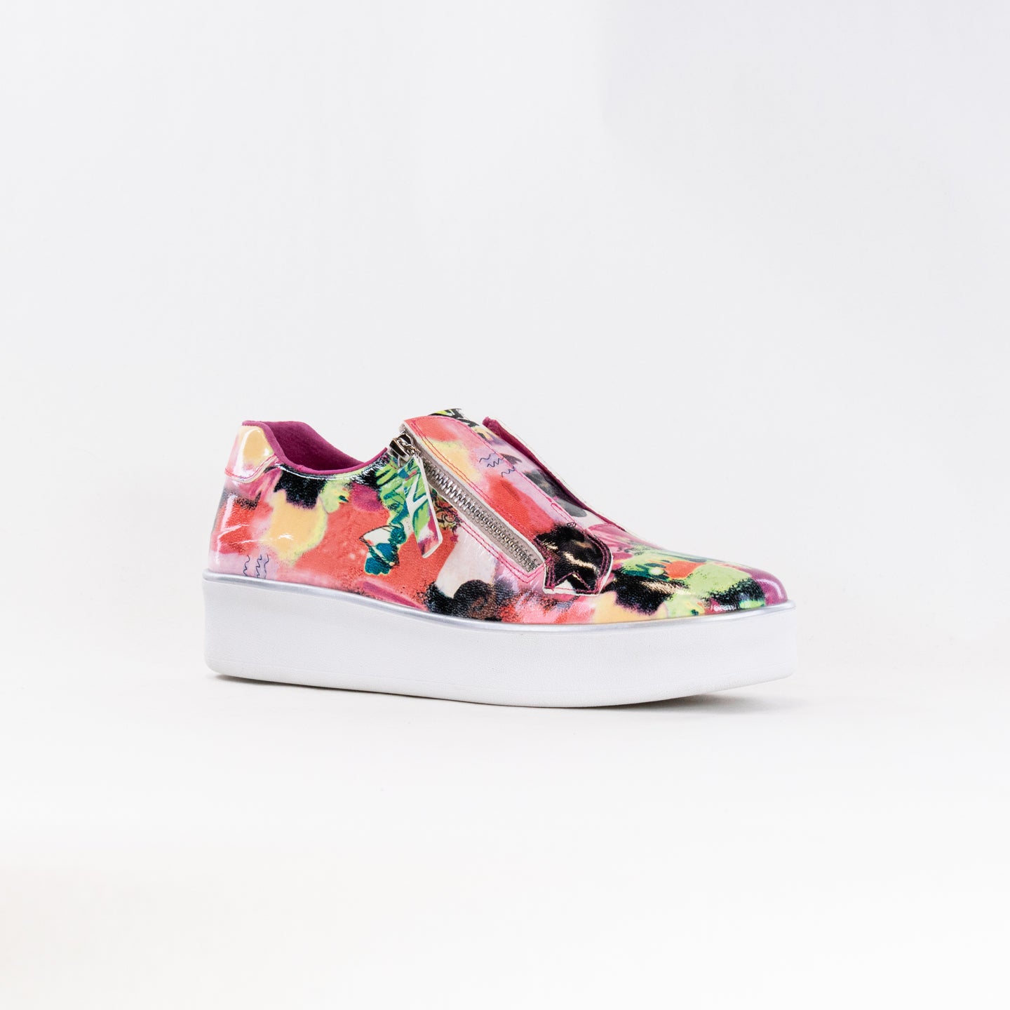 Women's Pink Mix Ziera Zikta Leather Casual Sneakers