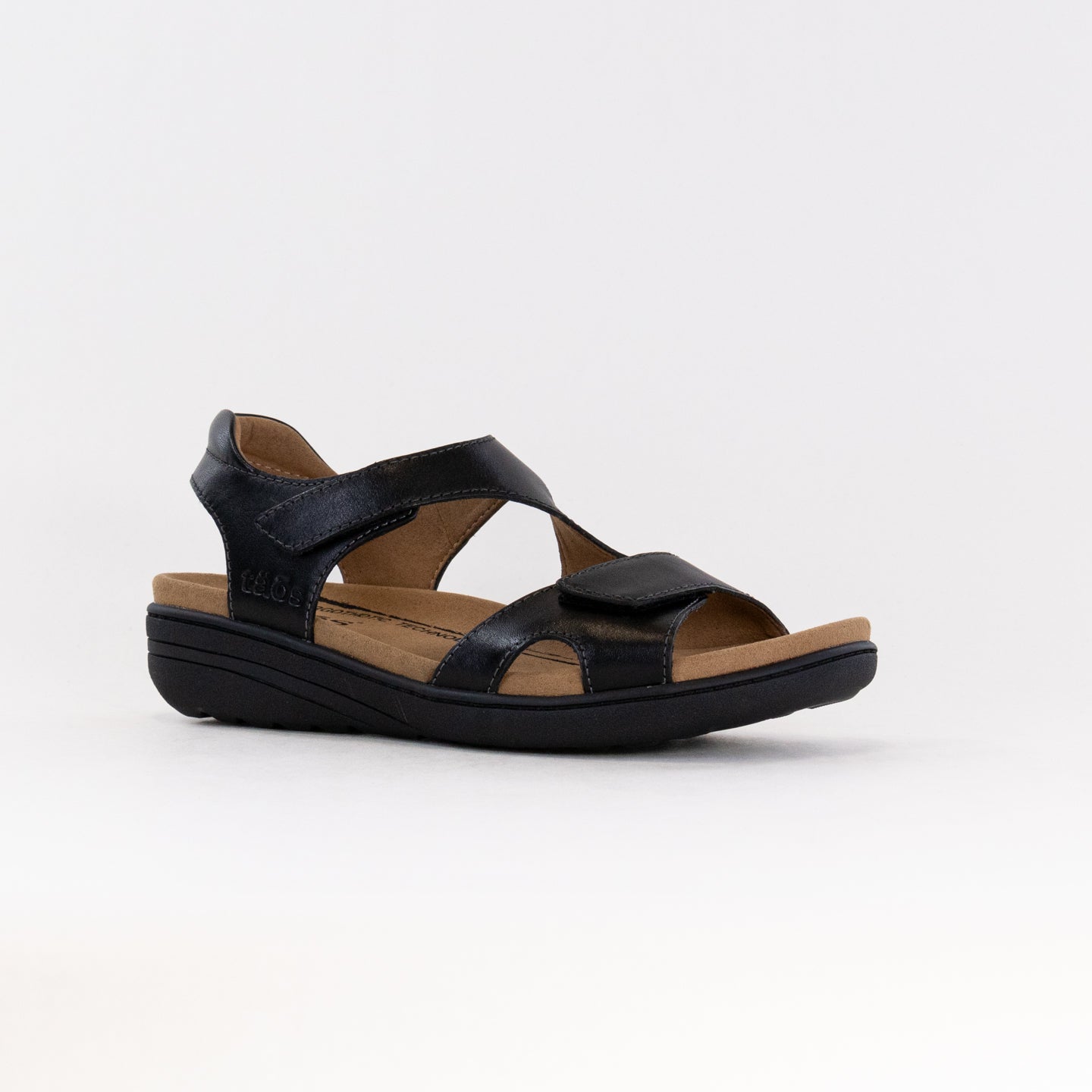 Taos Women's Serene Black Leather Comfortable Low Wedge Shoes