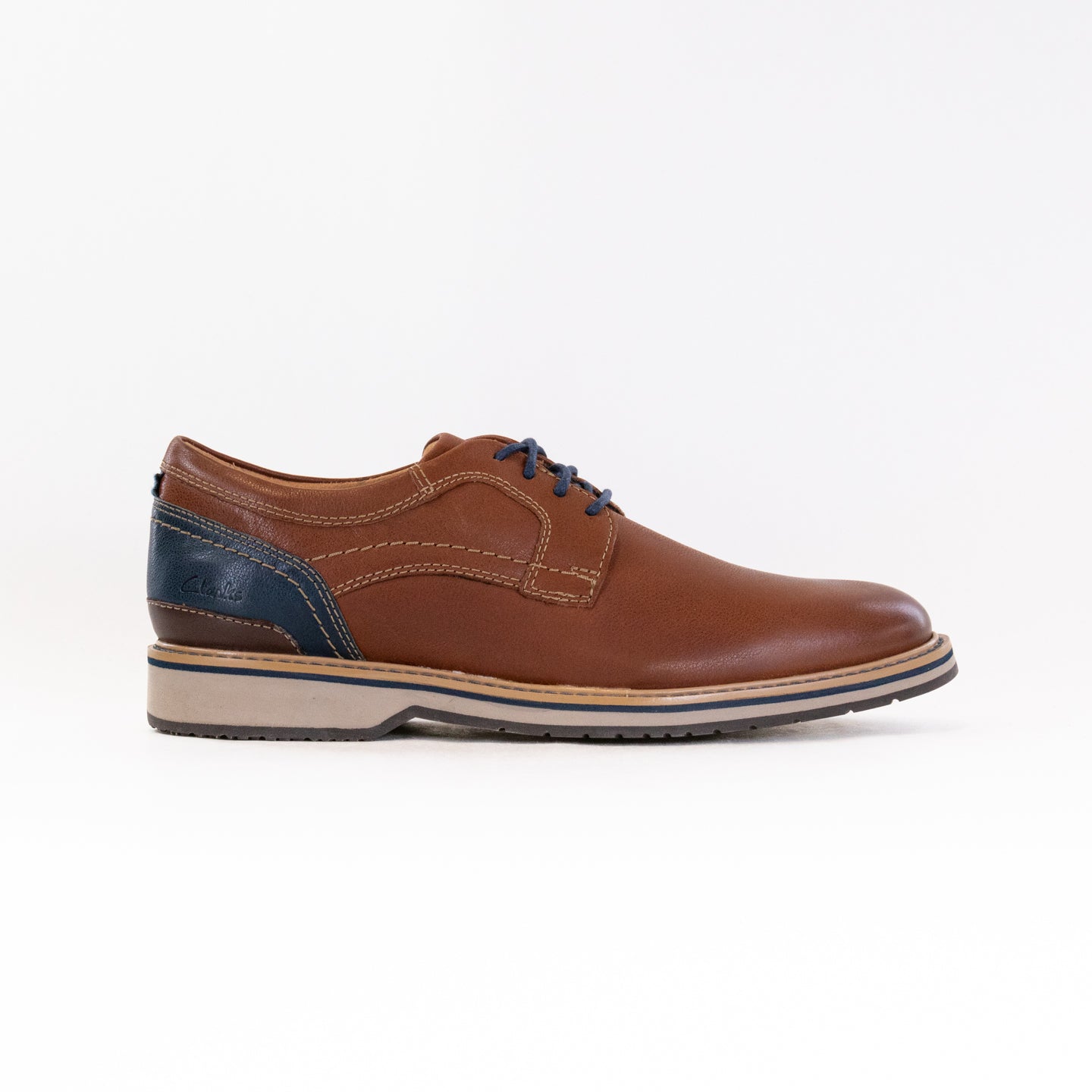 Men's Clarks Tan Leather Monahan Plain Toe Dress-Casual Shoes