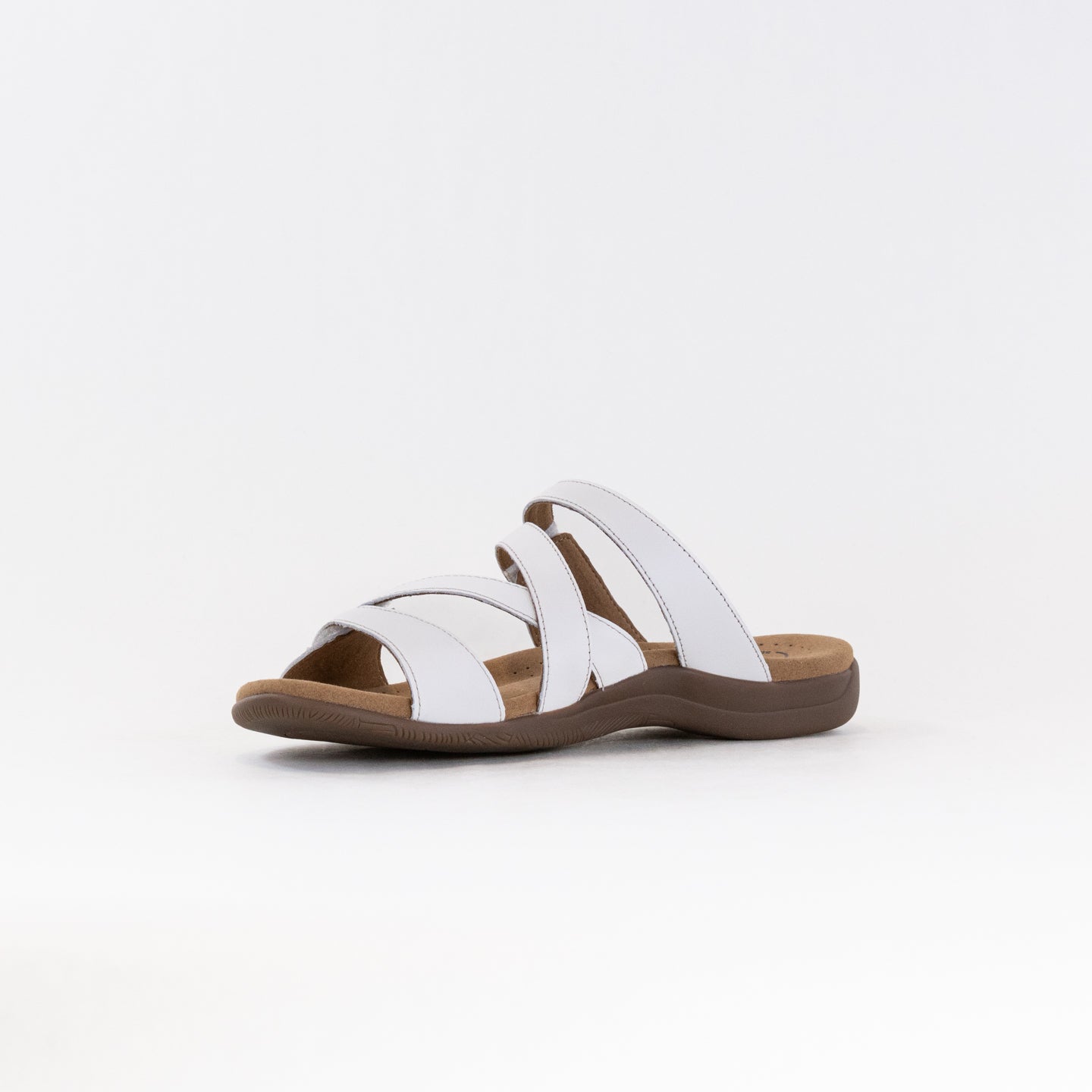 Women's Taos Double U White Leather Slide Sandals