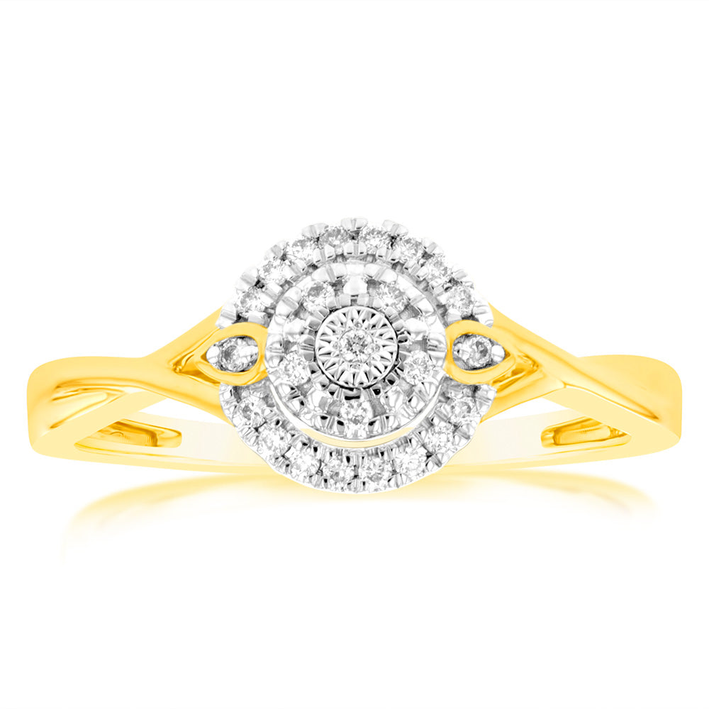 Stunning 9ct Yellow Gold Diamond Dress Ring for Elegant Occasions
