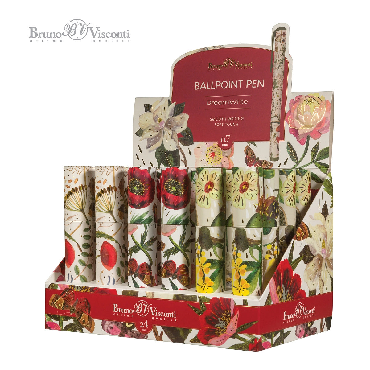 BV by Bruno Visconti Dreamwrite - Assorted Pack of 24 Bloom Flora Series Stylish Pens