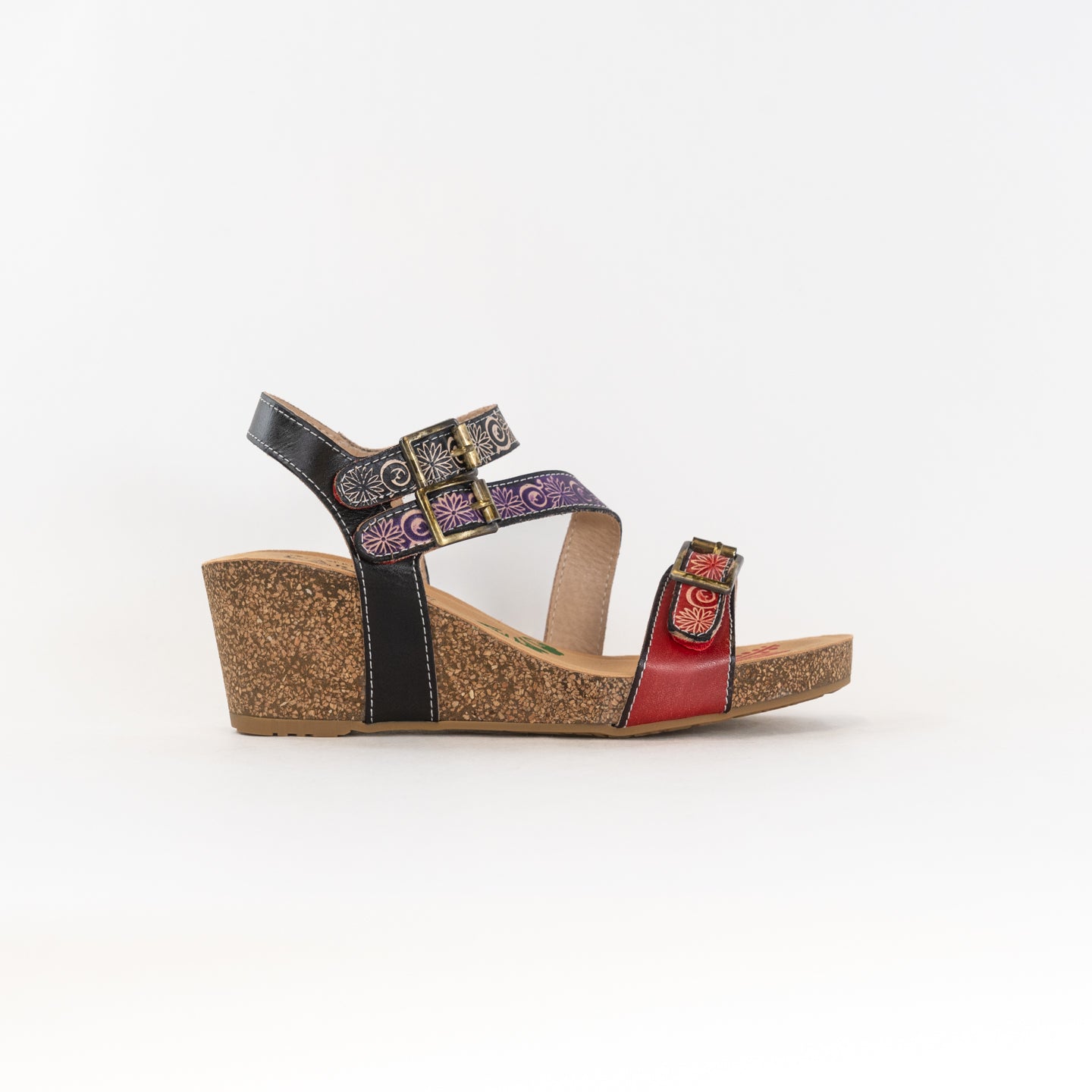 Spring Step Women's Red Multi Tanja Quarter Strap Sandals - French Inspired Premium Leather Footwear