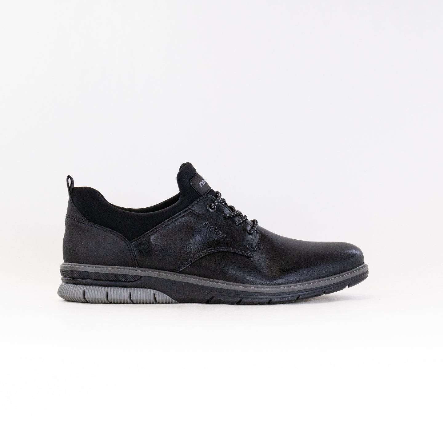 Men's Rieker Dustin Smooth Leather Jet - Black Slip - On Shoes