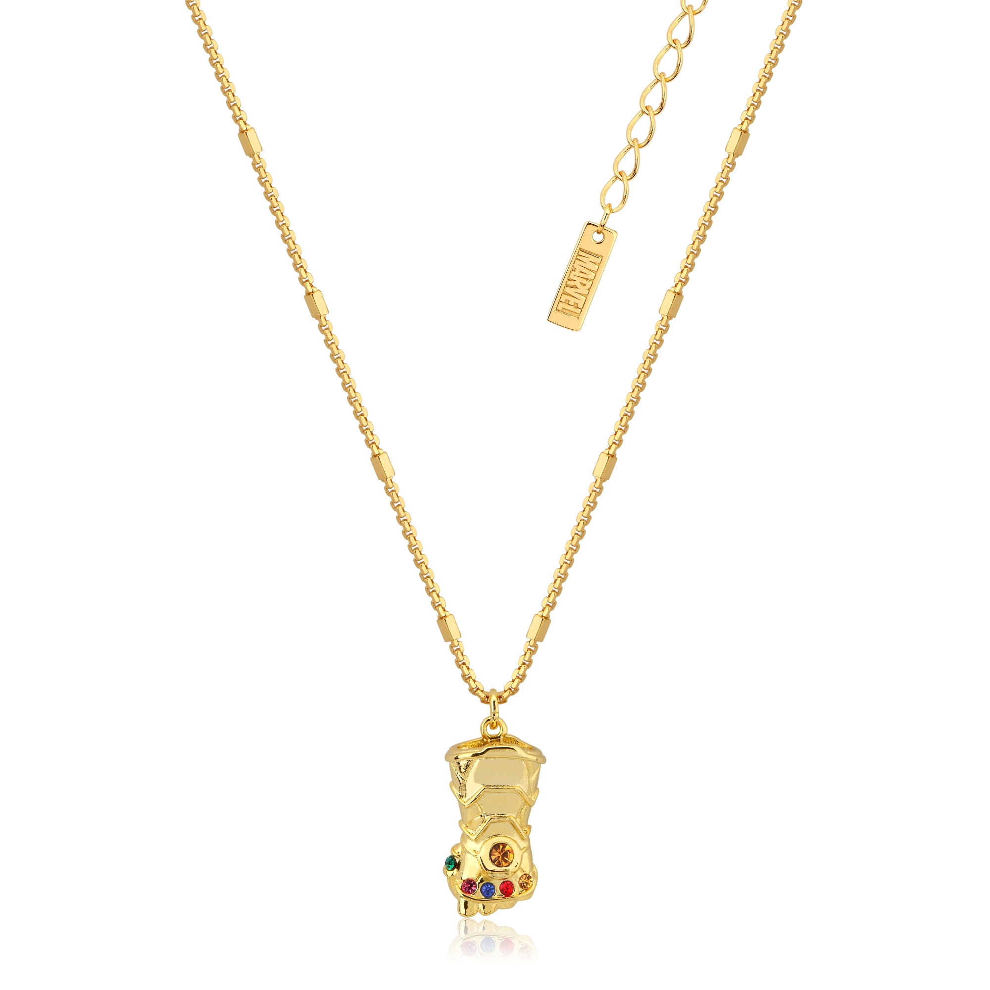 Disney-themed 14-carat Gold-plated Stainless Steel Infinity Gauntlet Pendant with a 45cm Chain for Jewelry Lovers