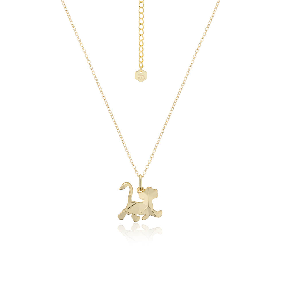 14k Yellow Gold Plated Disney Simba-themed Facet Necklace with Extension
