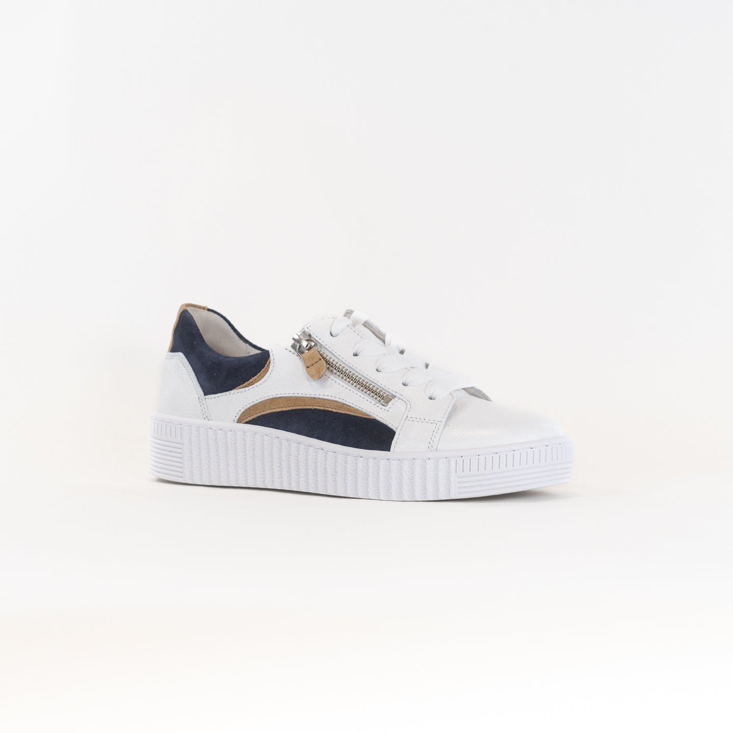 Gabor Women's White/Blue A1 Zipper Comfortable Sneaker 23.330