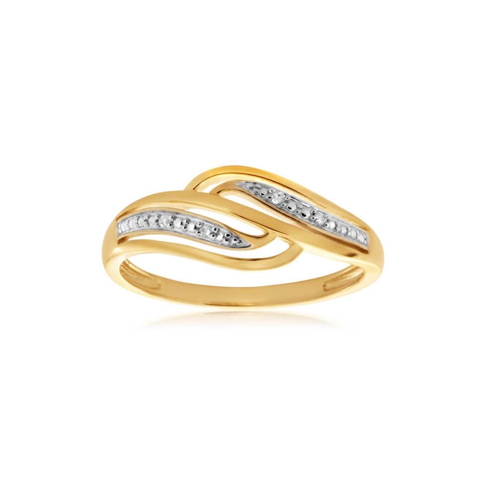 Exquisite 9ct Yellow Gold Diamond Engagement Ring Featuring 4 Sparkling Brilliant Diamonds