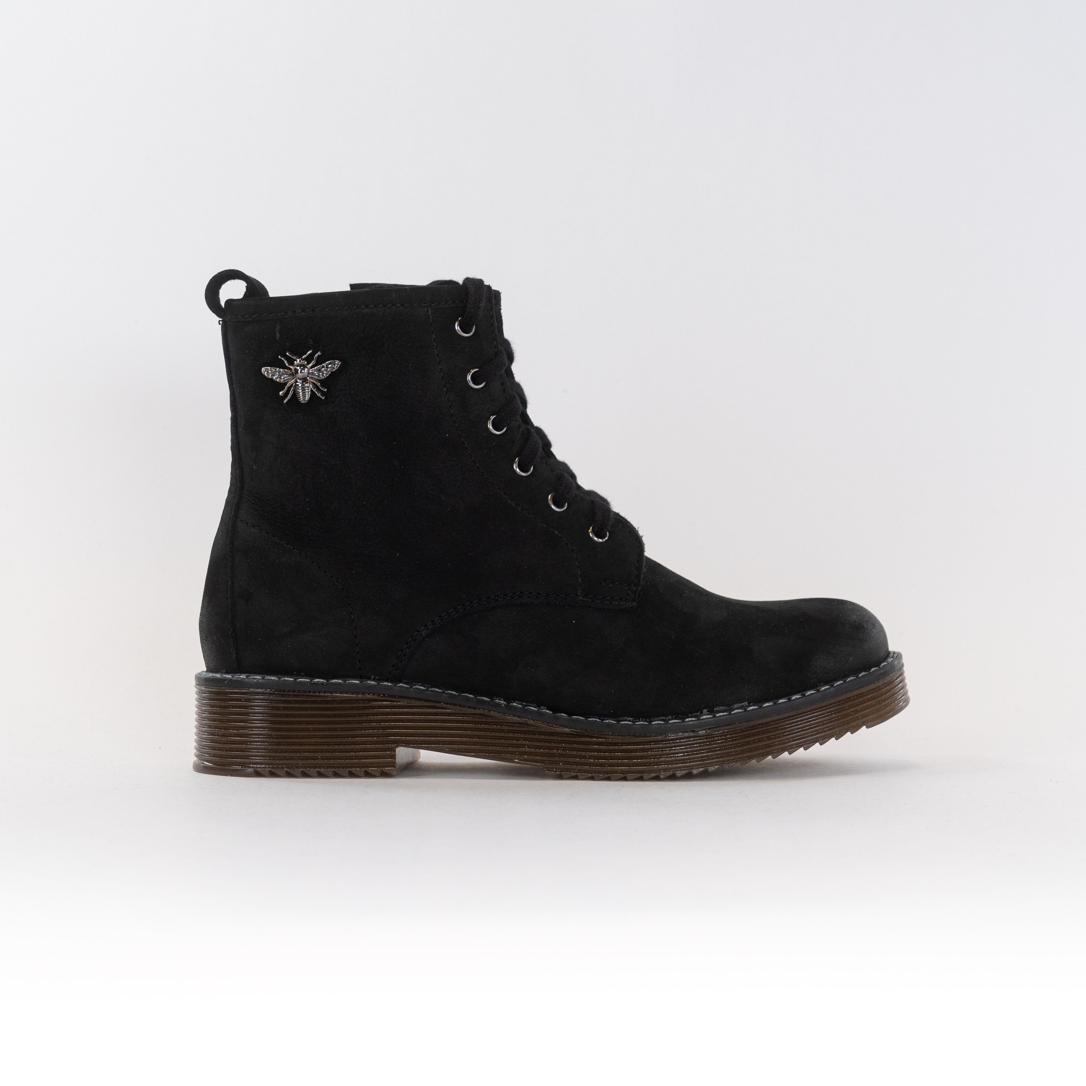 V Italia 732 Women's Black Fashionable Lace - Up and Zippered Shoes