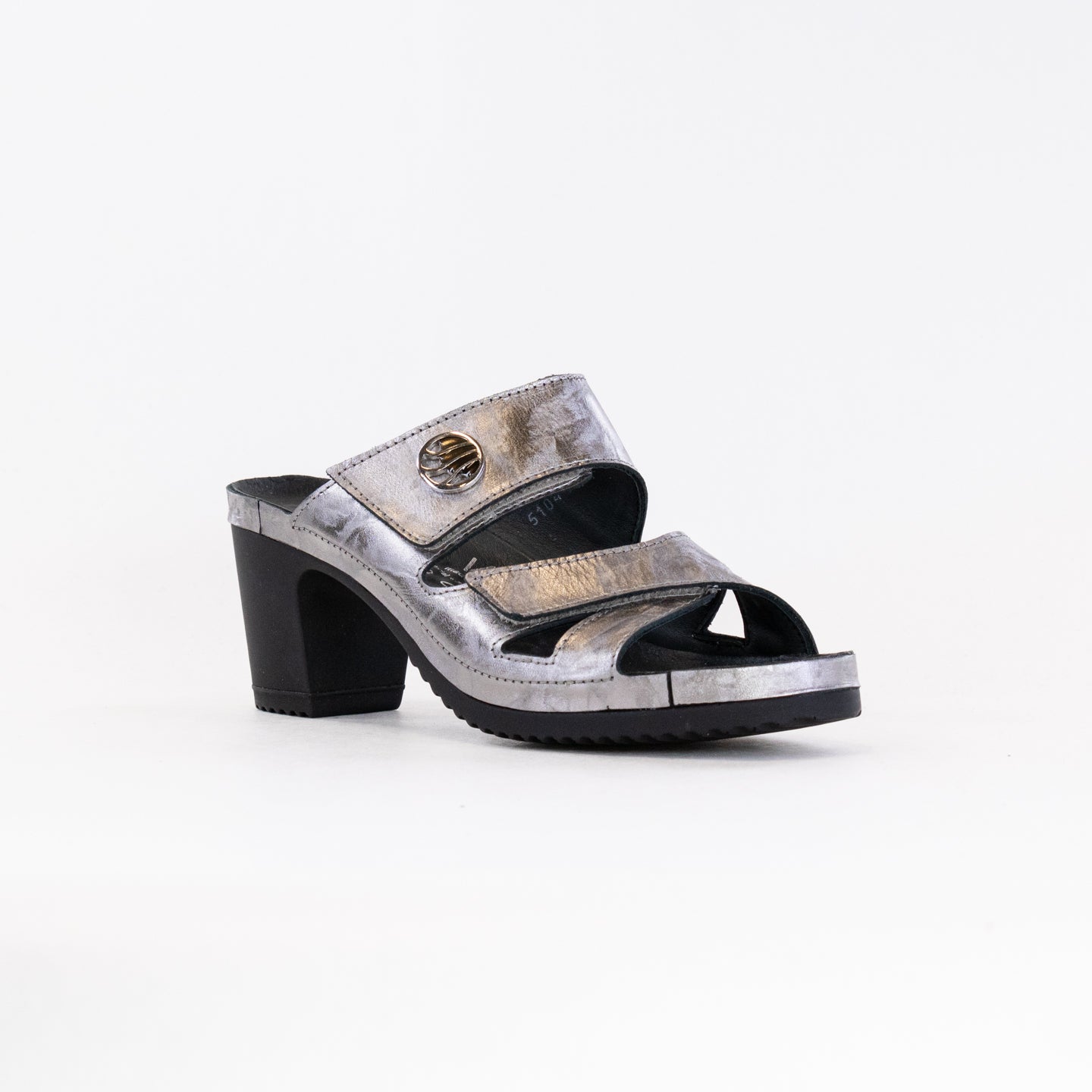 Women's Platinum Metallic Leather Vital Petra Mule Comfort Sandals
