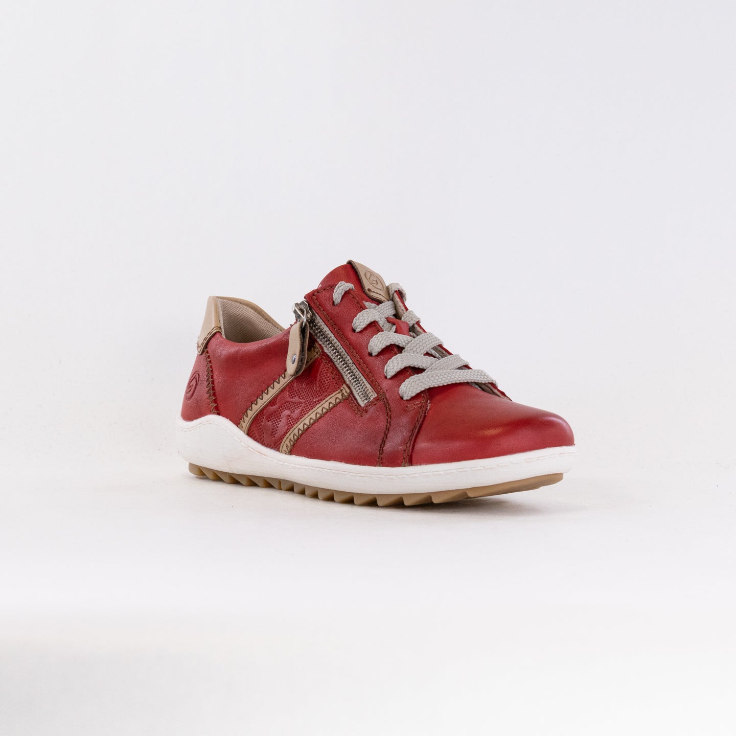 Women's Red Leather Rieker Liv R1426 Stylish Sneakers