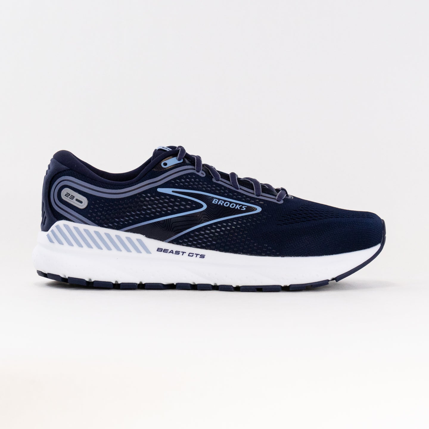 Men's Brooks Beast GTS 23 Running Shoes in Peacoat/Blue/White