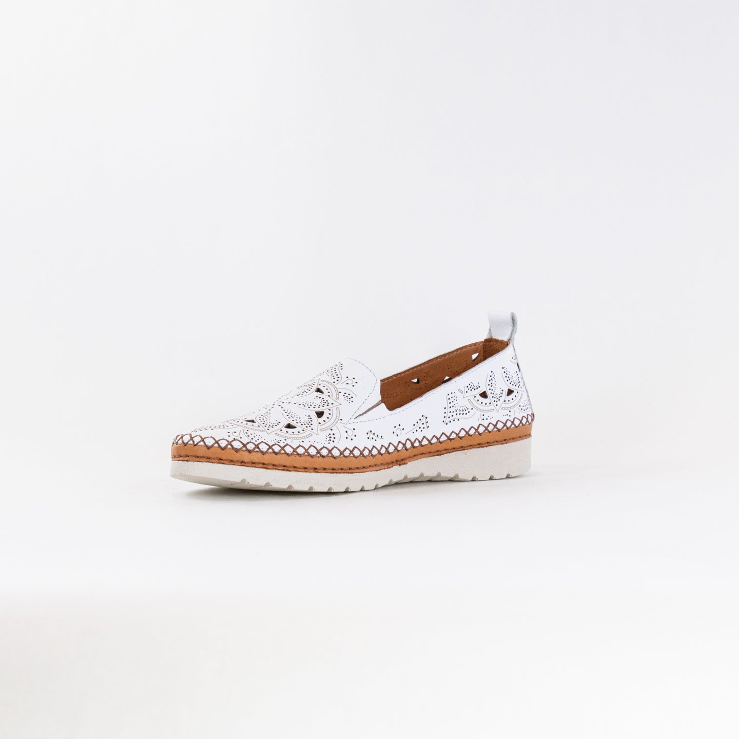 Spring Step Women's Galloway Laser Cut Leather Slip-on Shoes - White