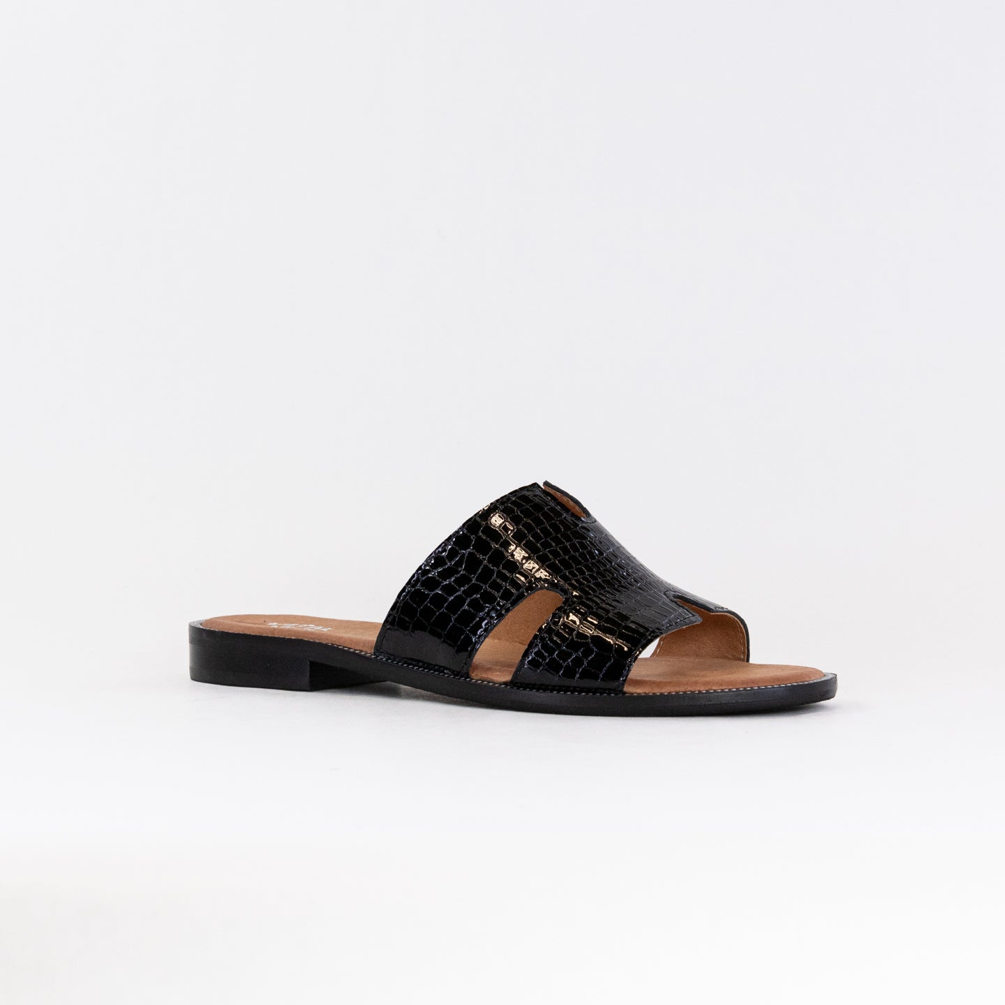 Stylish Women's V-Italia 537 Patent Leather Black Sandals