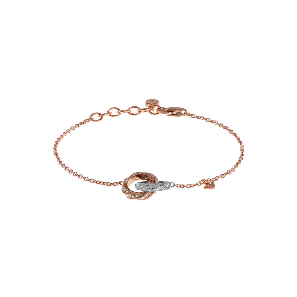 Emporio Armani Rose Gold - Plated Stainless - Steel Sentimental Logo Fashion Bracelet for Women and Men