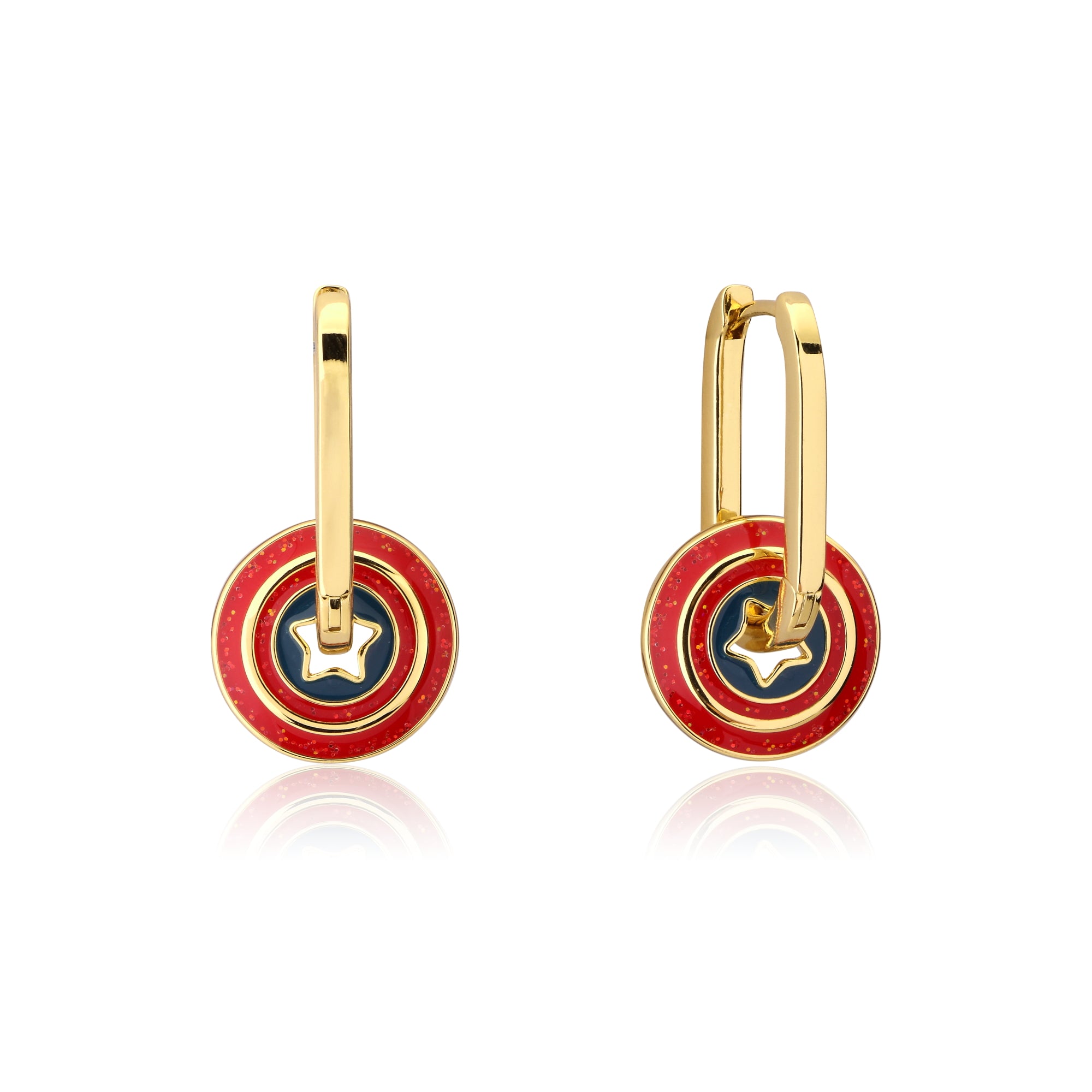 Disney Stainless Steel Captain America Inspired 14 - carat Gold - Plated Hoop Earrings for Jewelry Lovers