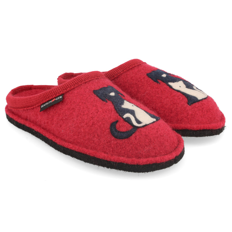 Haflinger Women's Canegatto Slippers in Vibrant Red Color