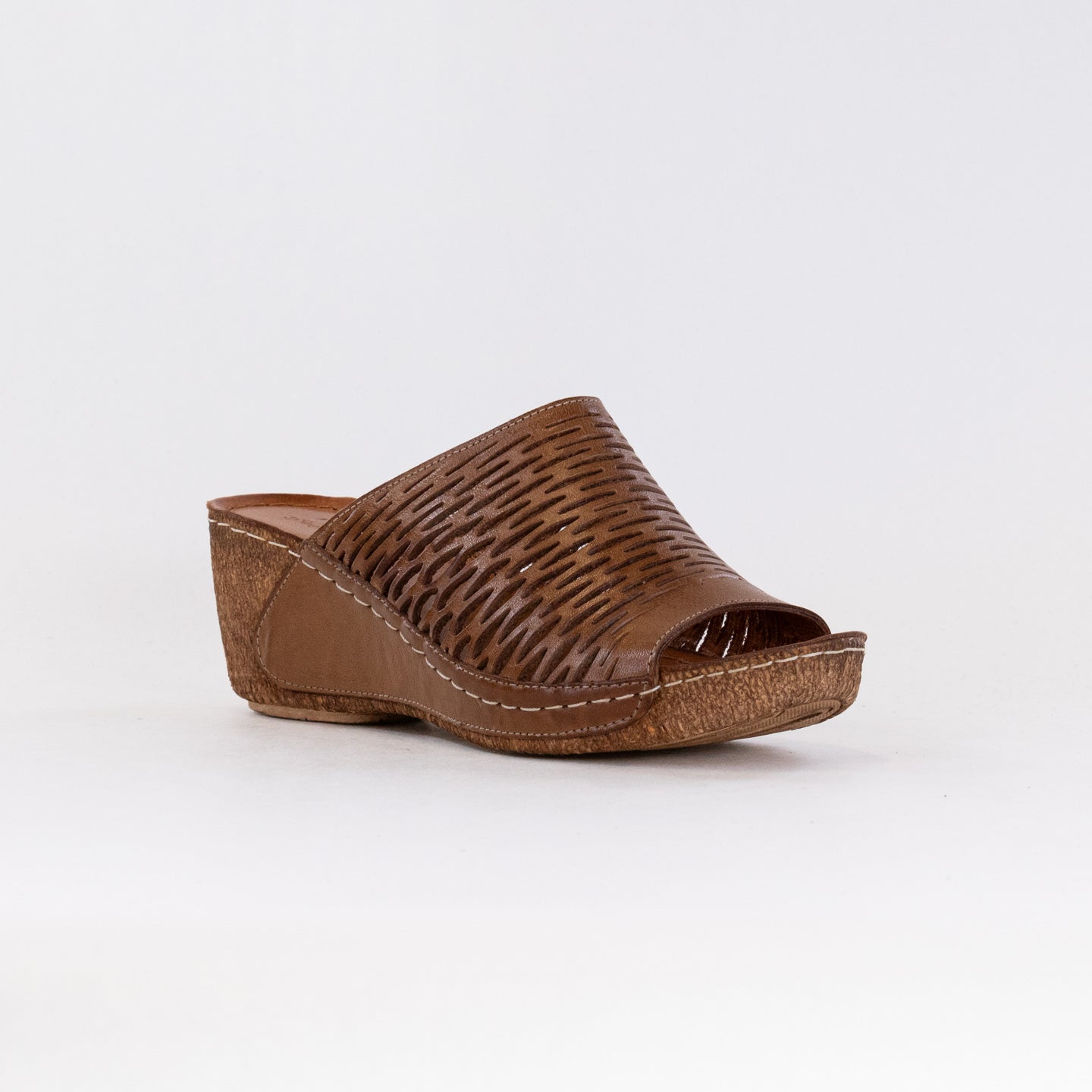Women's Brown Spring Step Cunacena Leather Wedges for All - Day Comfort