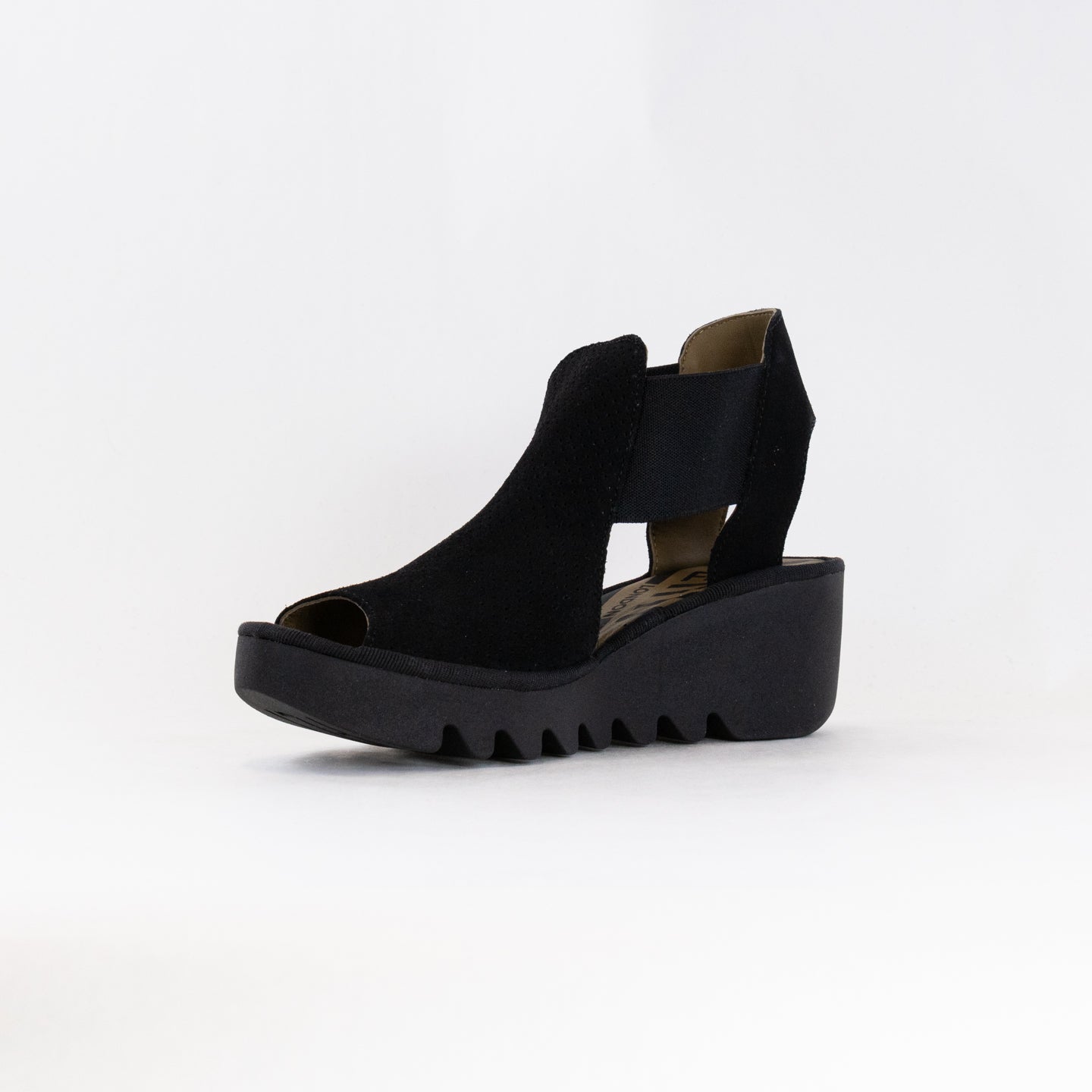 Fly London Women's Black BIGA412FLY Premium Wedge Sandals