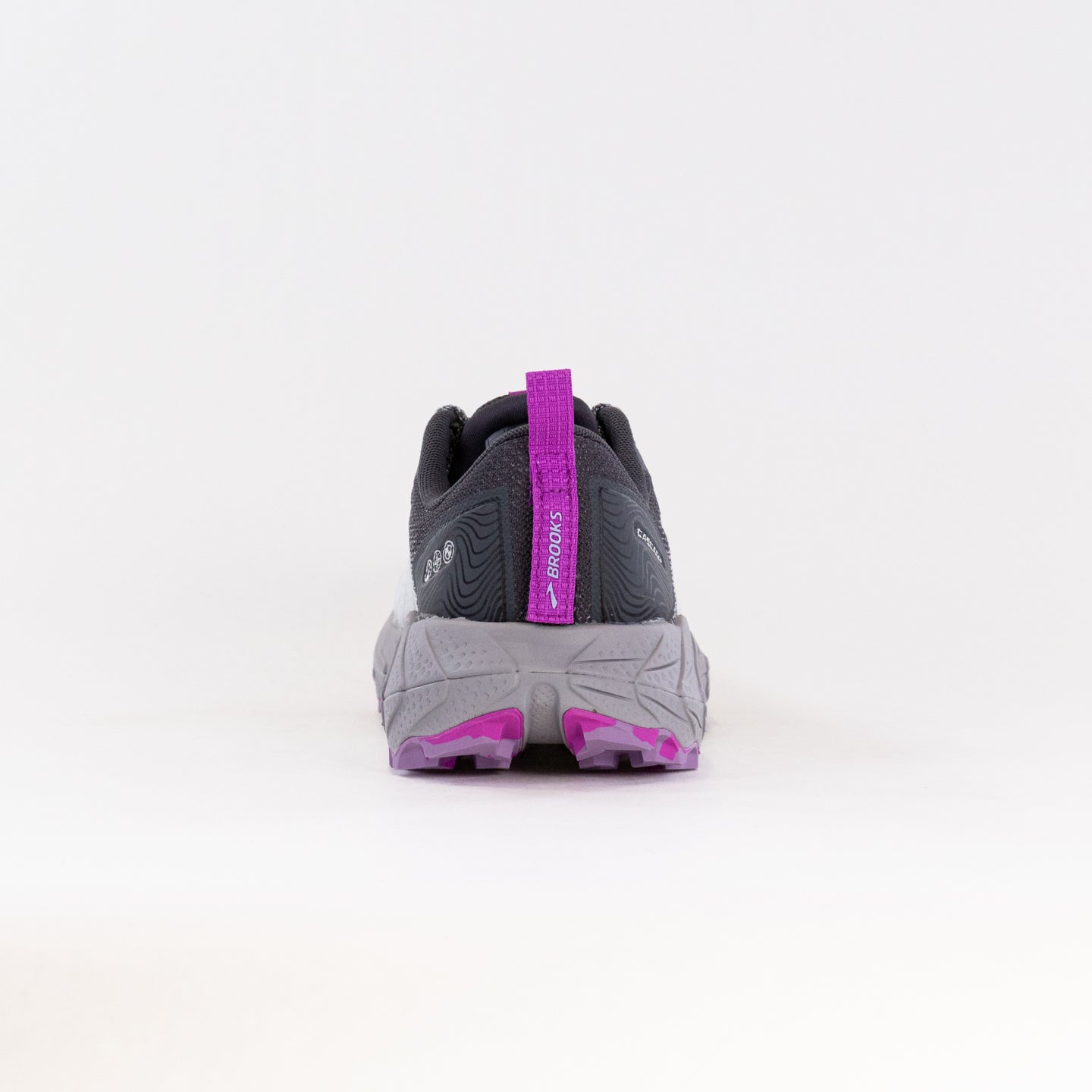 Women's Brooks Cascadia 17 Trail Running Shoes - Oyster, Blackened Pearl, and Purple Color Combination