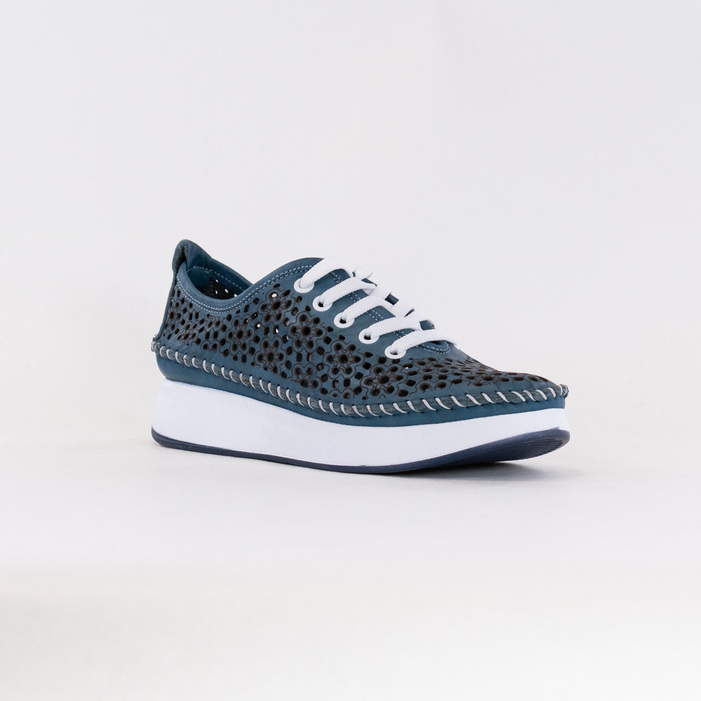 Spring Step Women's Youlanda Perforated Wedge Sneakers - Blue