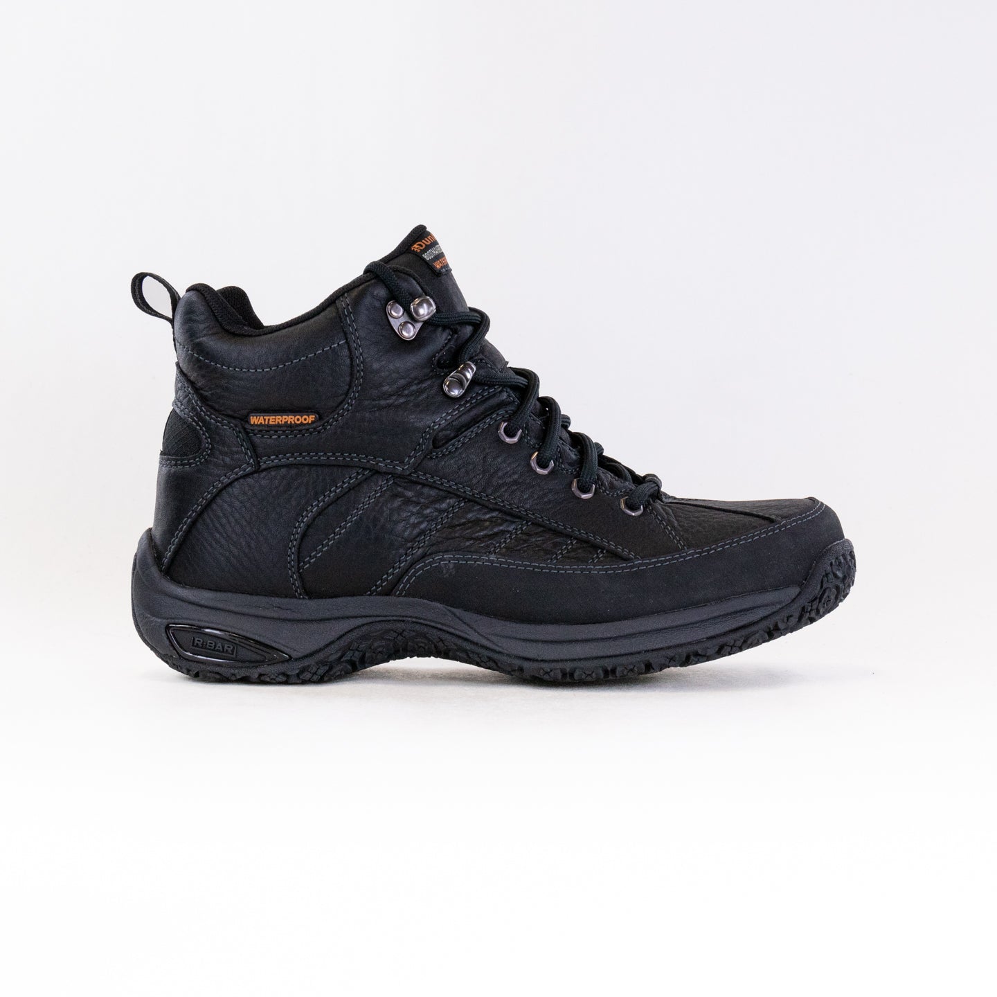 Men's Black Leather Dunham Lawrence Mid Waterproof Work Boot