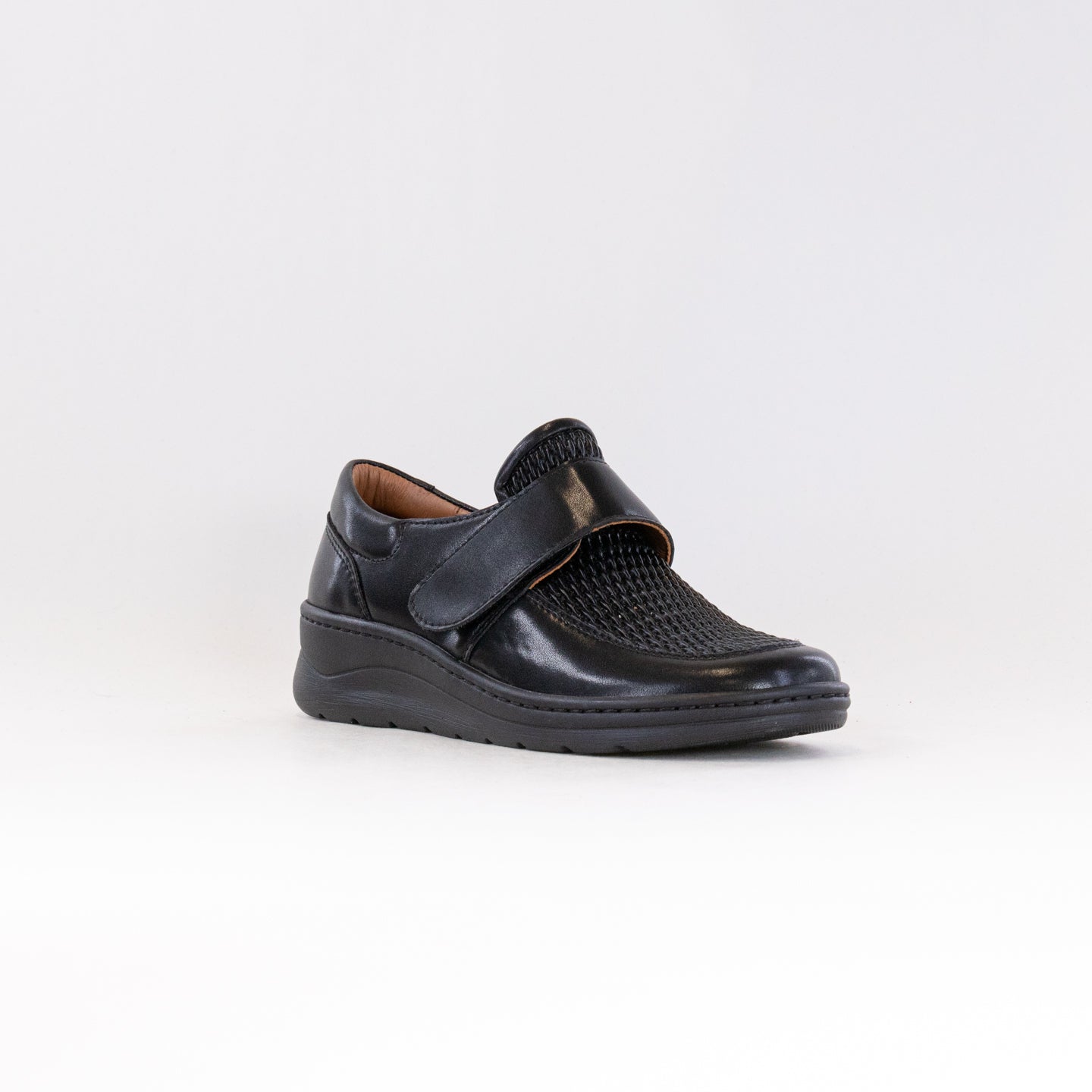 V-Italia 1219 Women's Black Leather Fashionable Comfortable Shoes