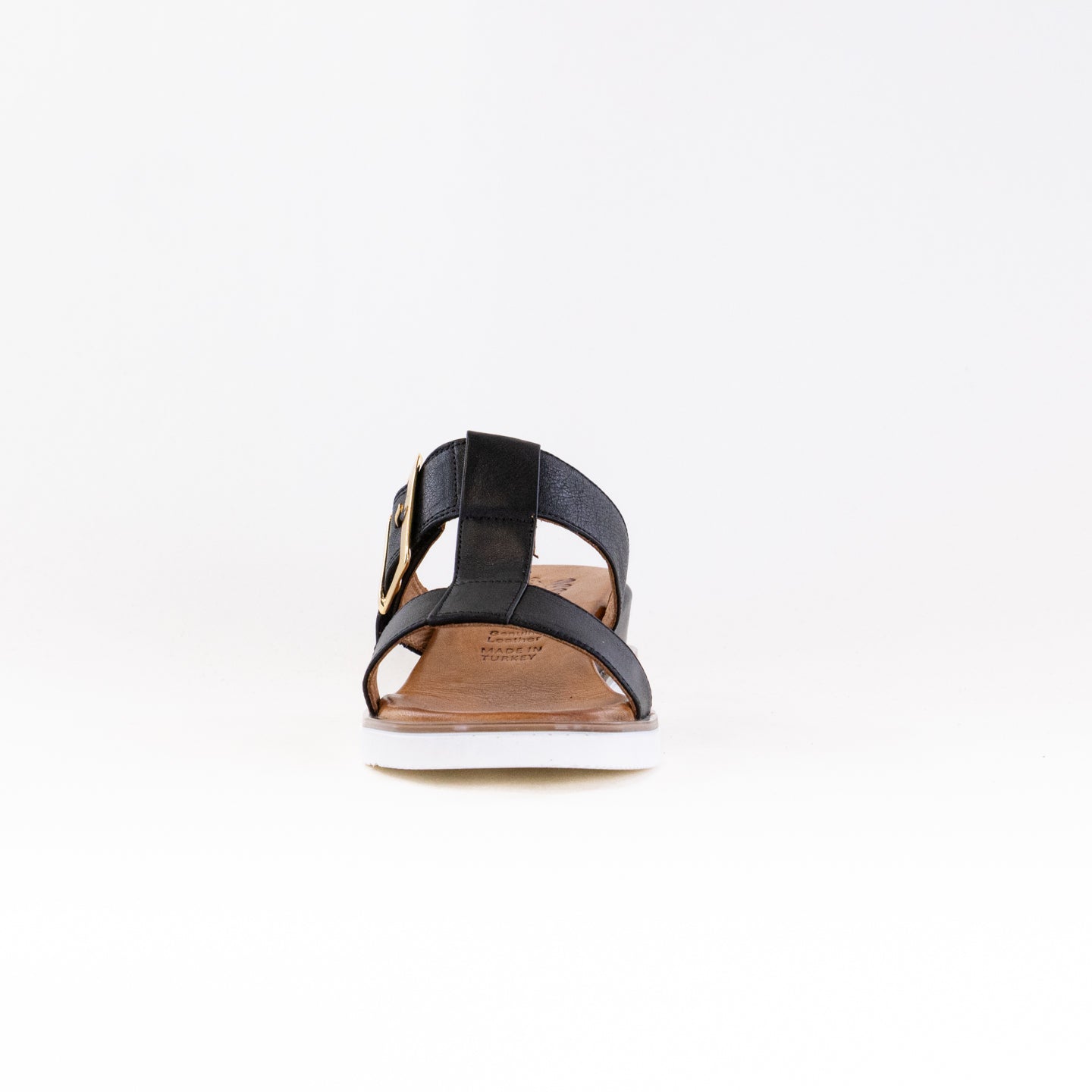 Women's Spring Step Seaport Black Wedge Sandals with Decorative Buckle