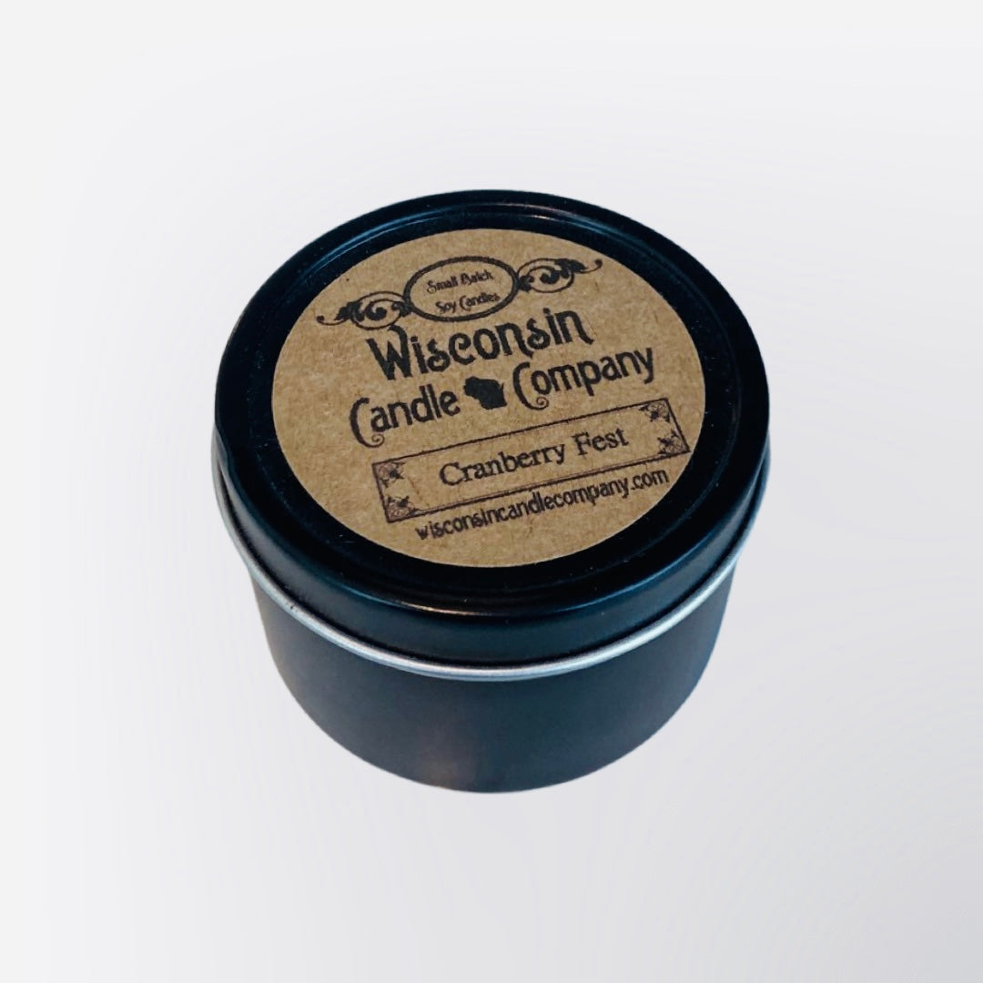 4 OZ TIN CANDLE - REFRESHING CRANBERRY FESTIVE SCENT