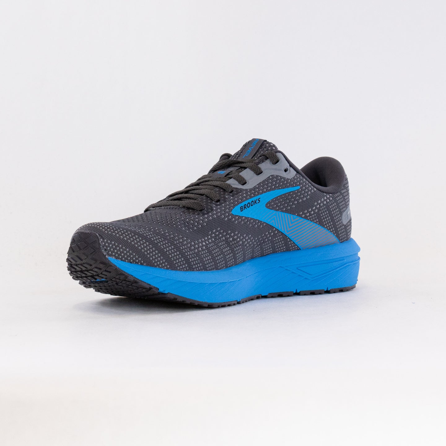Men's Brooks Revel 6 Road - Running Shoes in Blackened Pearl and Blue Color Scheme