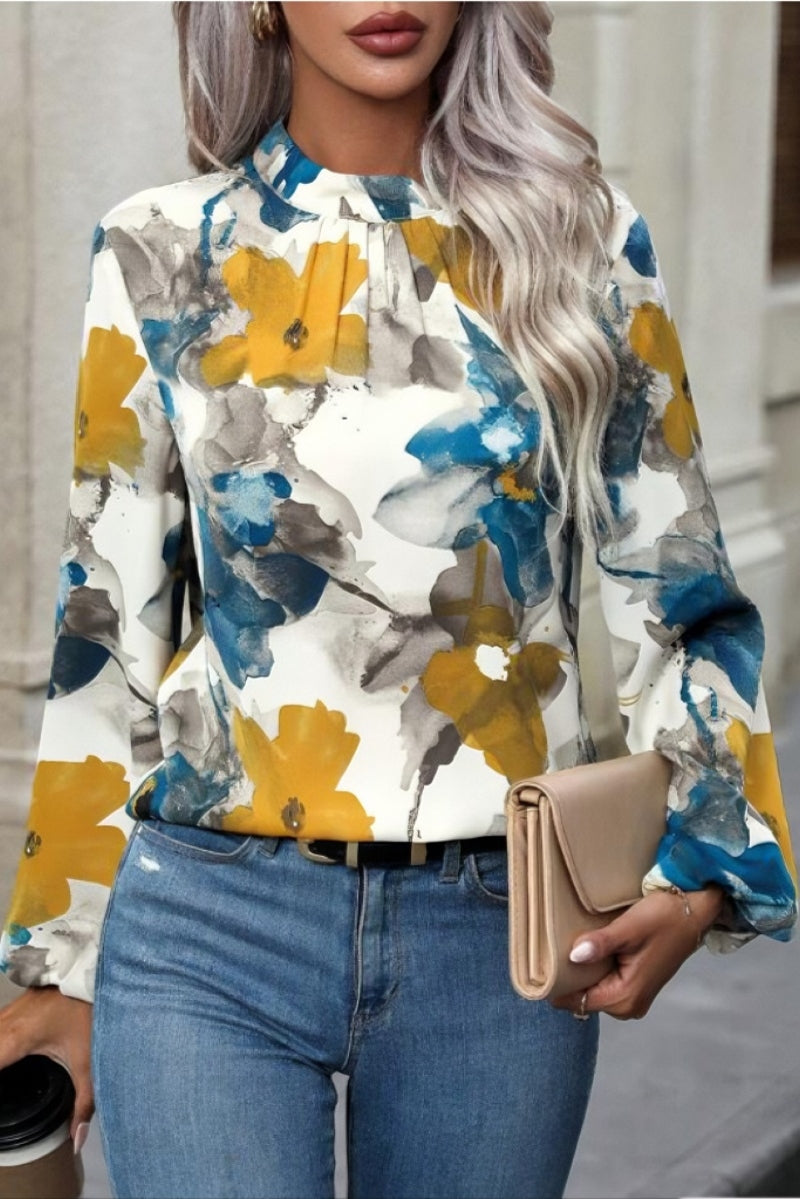 Stylish Autumn Long Sleeve Printed Crew Neck Comfort Top