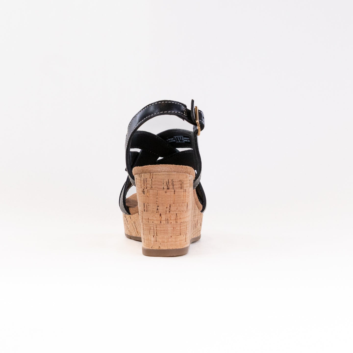 Women's Clarks Sabina Sling Black Leather Sandals - Classic Black/Black Colorway