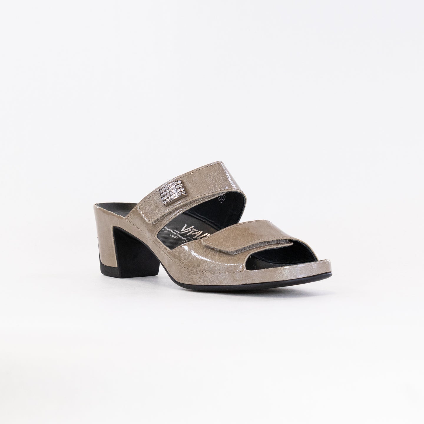Women's Vital Joy Mule Sandal in Apache Taupe Patent Leather - Comfort & Health
