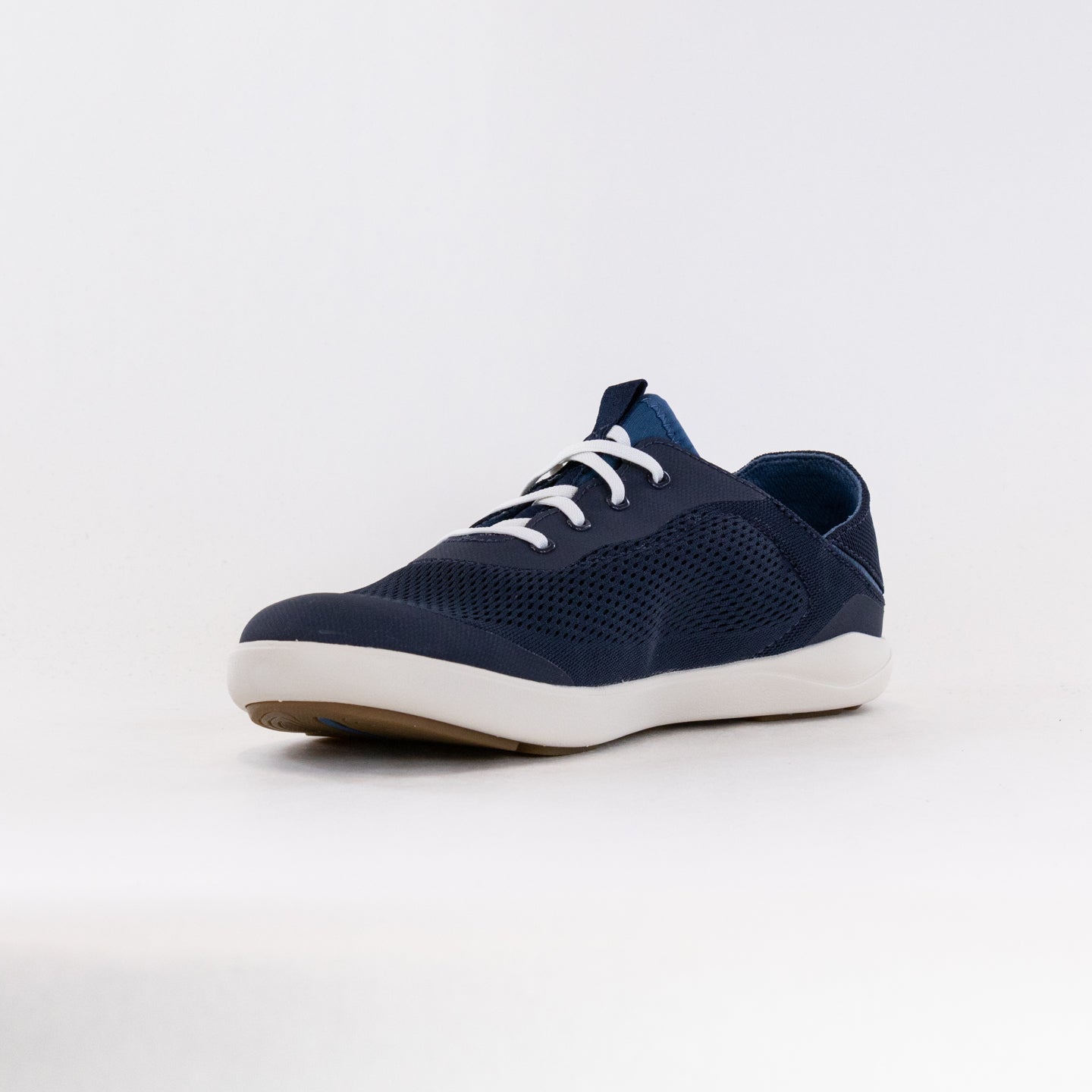 OluKai Men's Moku Pae Casual Boat Shoes in Trench Blue and Off-White Color Scheme