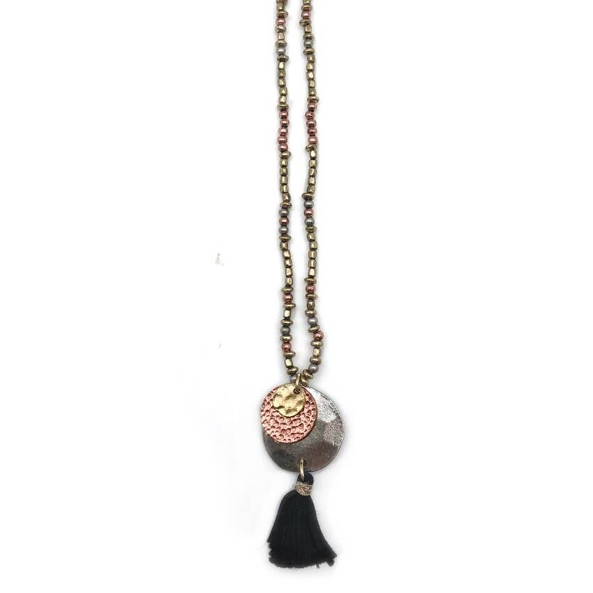 Stylish Sachi Discs and Tassel Long Boho - Chic Necklace