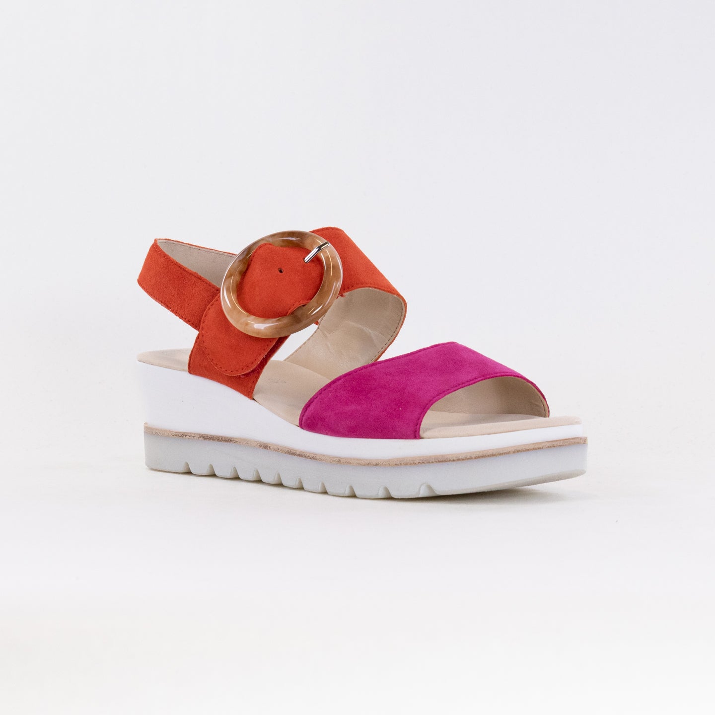 Women's Pink/Pumpkin Gabor 44.645.13 Stylish Adjustable Leather Sandals