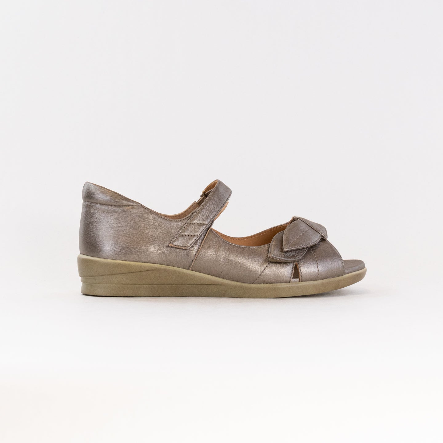 Ziera Women's Greige Disco Fashionable Low - Wedge Heel Leather Shoes