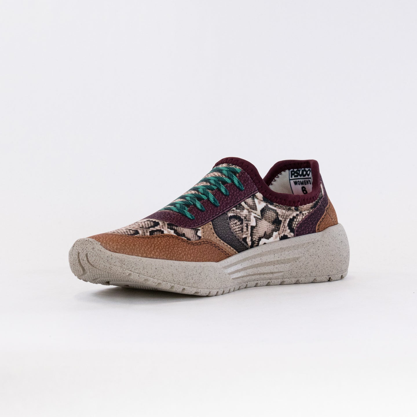 Women's Pseudo Court Sneakers - Natural Snake Design