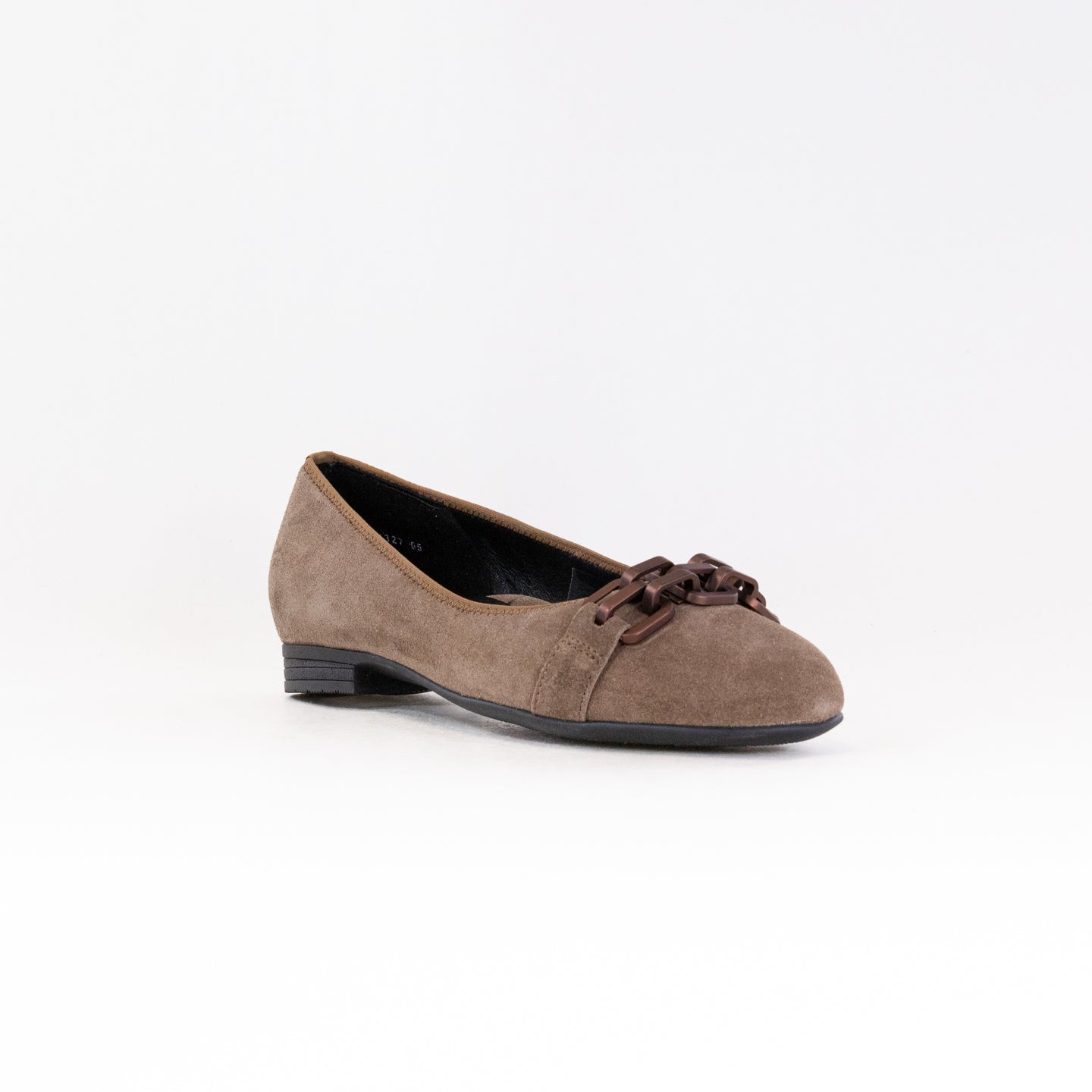Women's Sesame Suede Ara Scout Ballet Flats with Chain Details