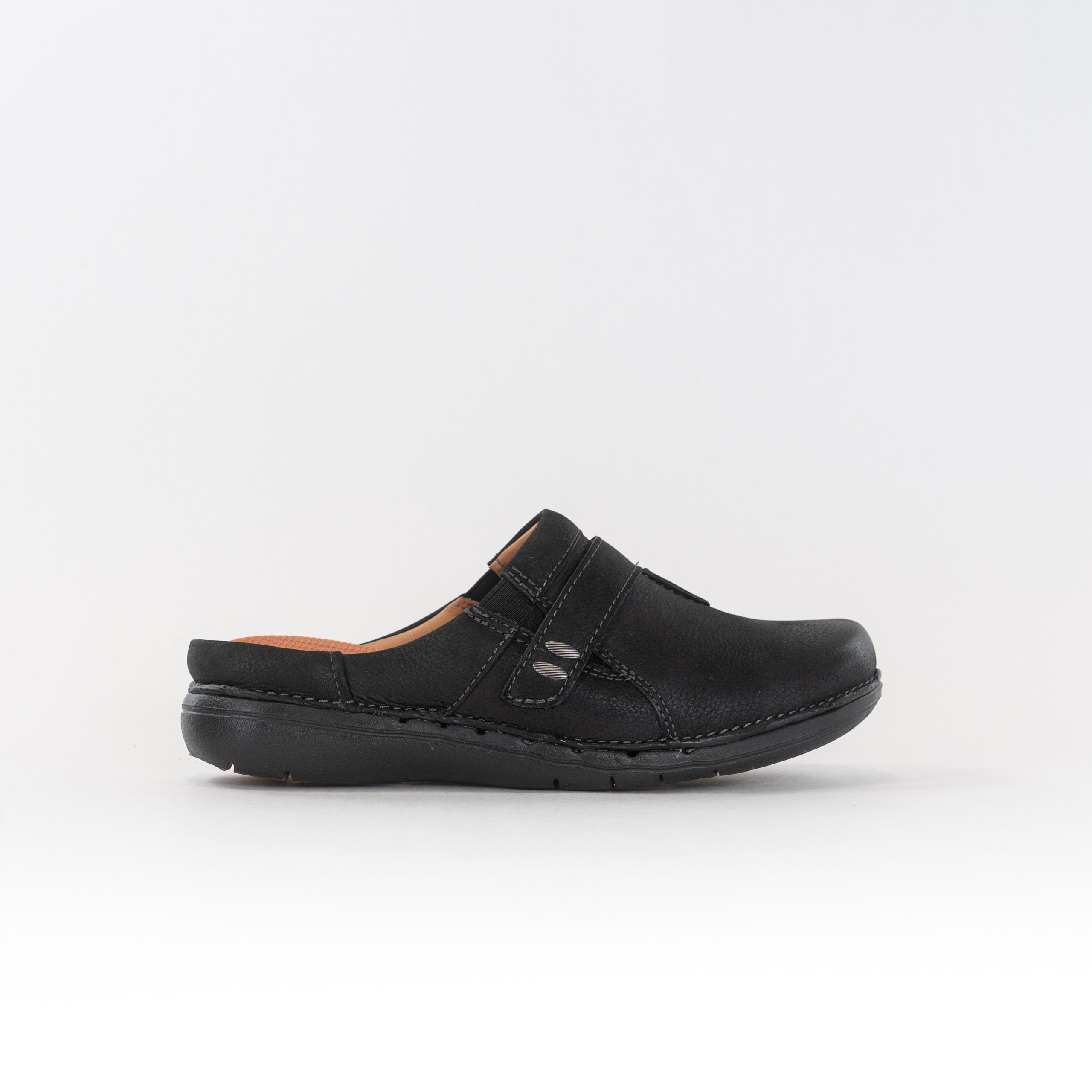 Women's Clark's Un Loop Ease - Stylish Black Leather Mules