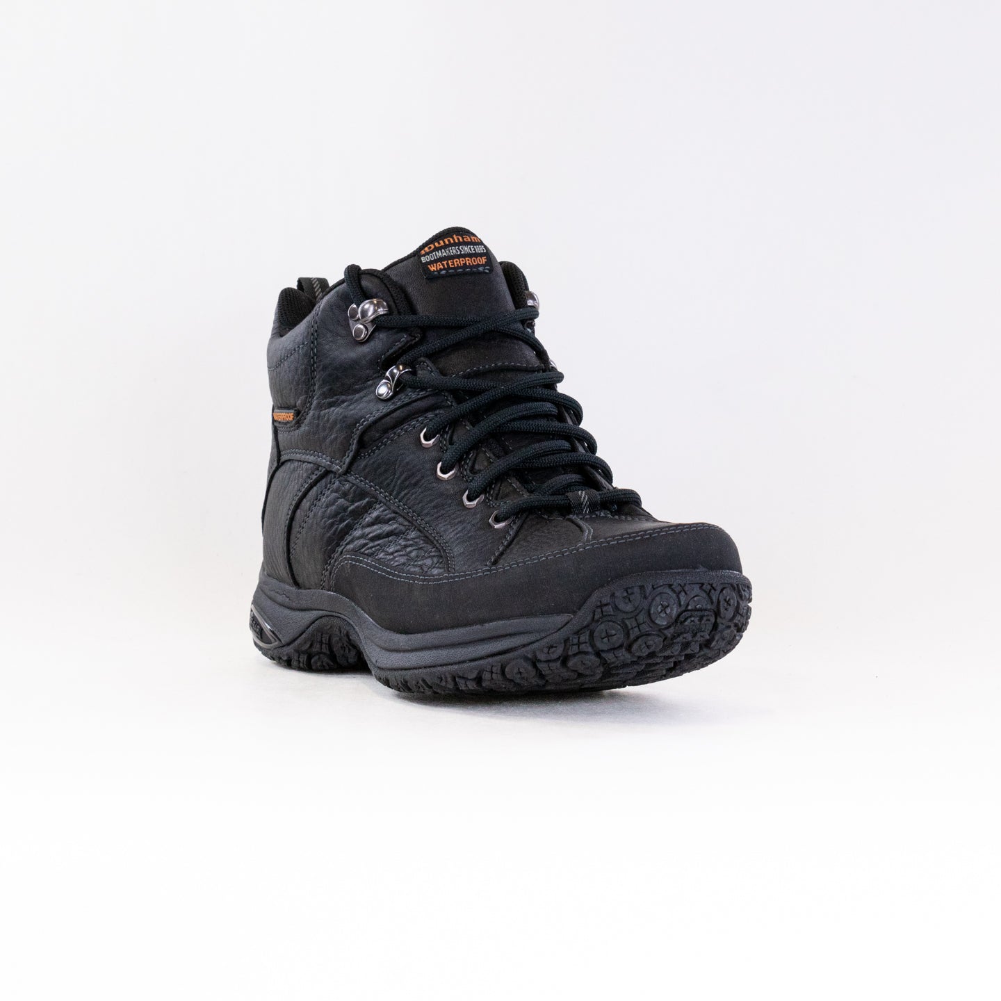 Men's Black Leather Dunham Lawrence Mid Waterproof Work Boot