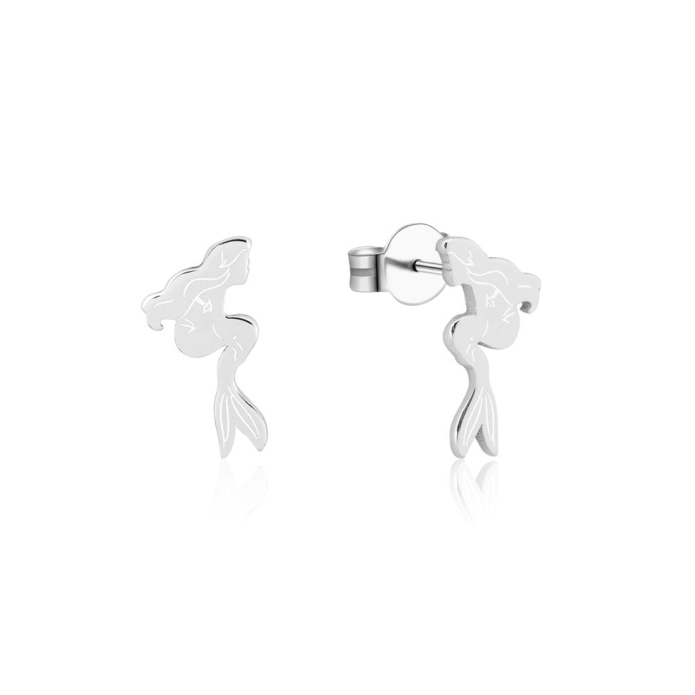 Gleaming Rhodium Plated Disney Princess The Little Mermaid Ariel Stud Earrings