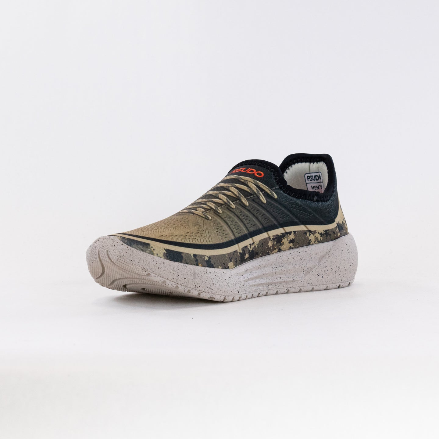 Men's Pseudo Slip-on Racing Sneakers in Taupe Ombre and Camouflage Design