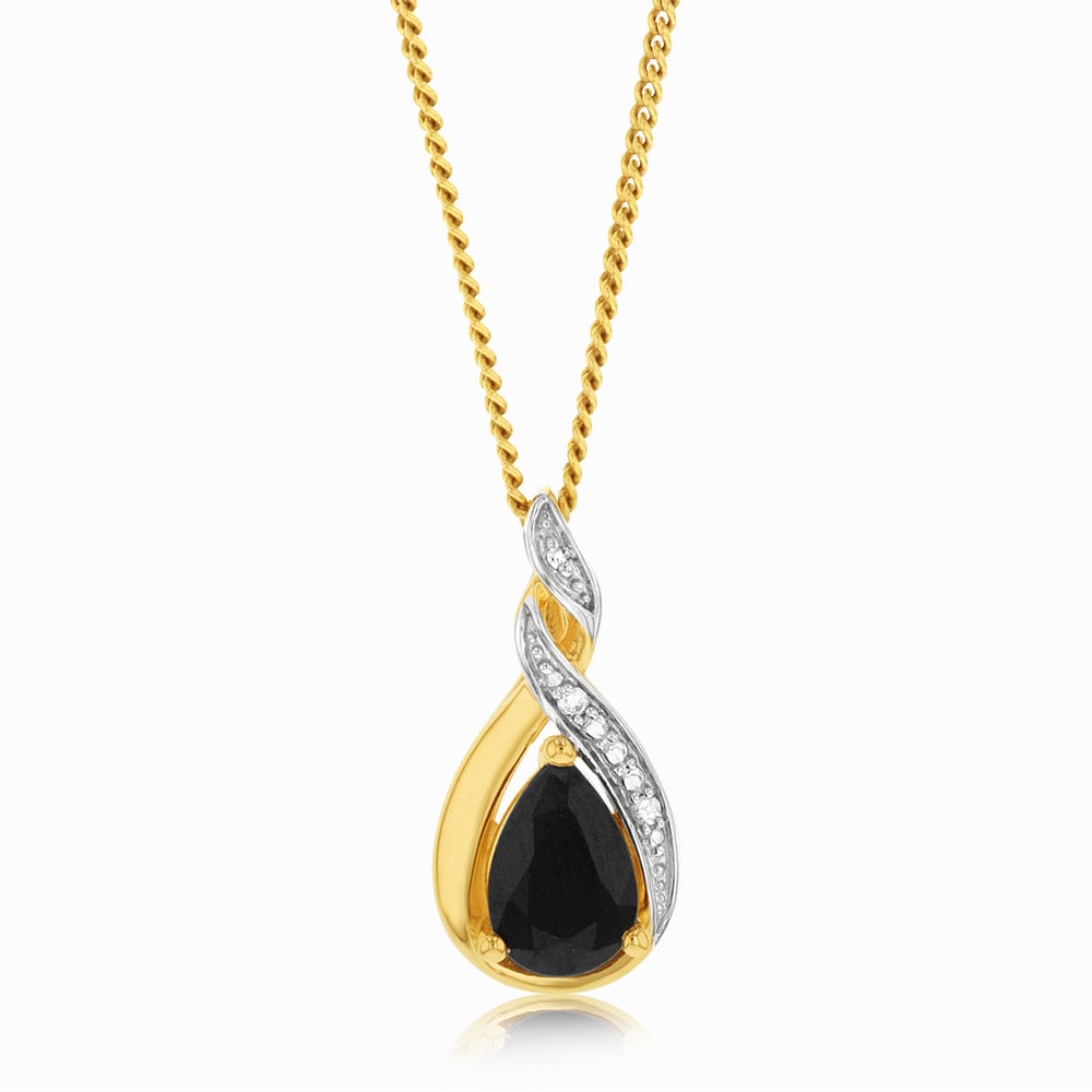 9ct Yellow Gold Slider Pendant with Diamonds and Sapphires, a Jewelry Accessory